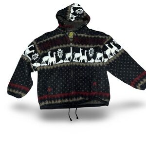Tejidos Ruminahi Hooded Cardigan Fair Isle Alpaca Womans’s SZ M